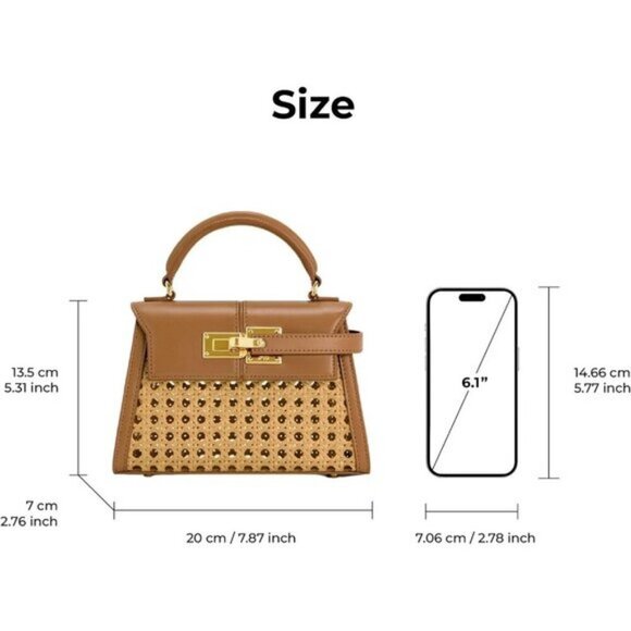 ⚡Jw Pei Women Brown Woven Vegan Leather Elegant Sustainable Top Handle Bag - Picture 5 of 6